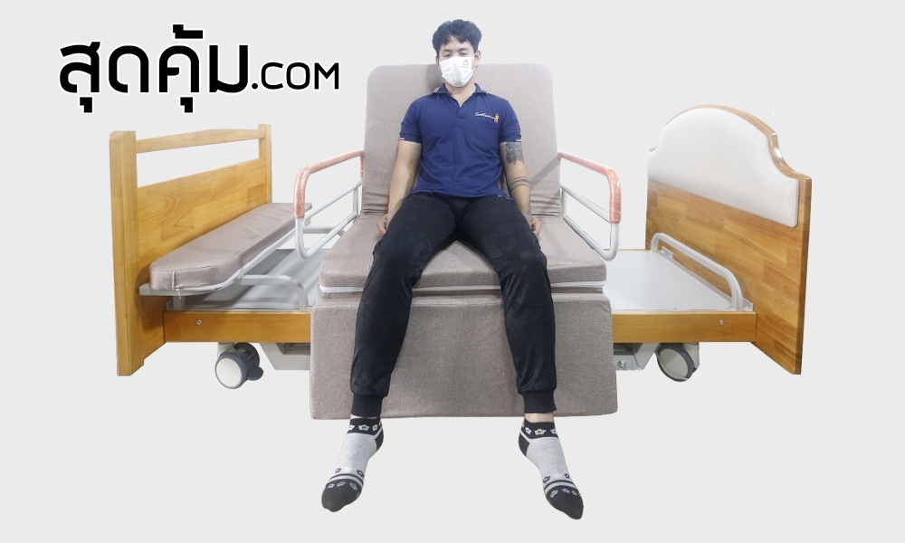 เตียงผู้ป่วยไฟฟ้า 5 ไกร์ แบบปรับนั่งได้ รุ่น HB-AJ11